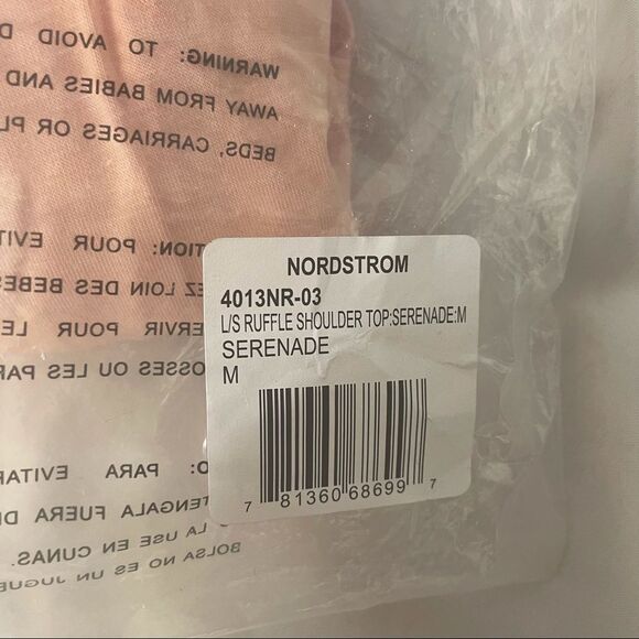 Ruffle Shoulder V-Neck Top GO COUTURE New SZ M pink salmon lightweight SZ M - Picture 9 of 9